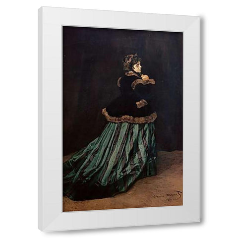Camille, the Woman in Green White Modern Wood Framed Art Print by Monet, Claude