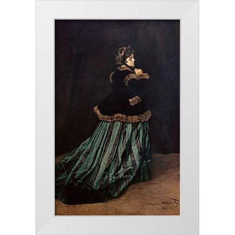 Camille, the Woman in Green White Modern Wood Framed Art Print by Monet, Claude