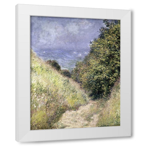 Chemin de la Cavee, Pourville White Modern Wood Framed Art Print by Monet, Claude