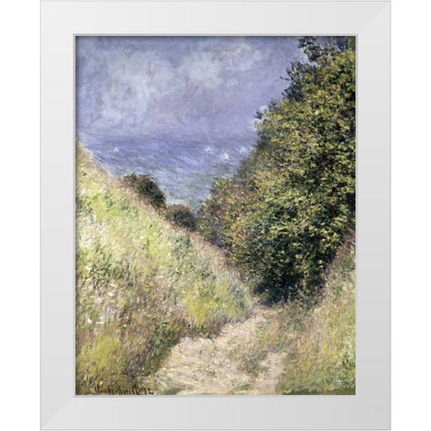 Chemin de la Cavee, Pourville White Modern Wood Framed Art Print by Monet, Claude