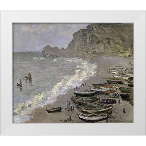 Etretat White Modern Wood Framed Art Print by Monet, Claude