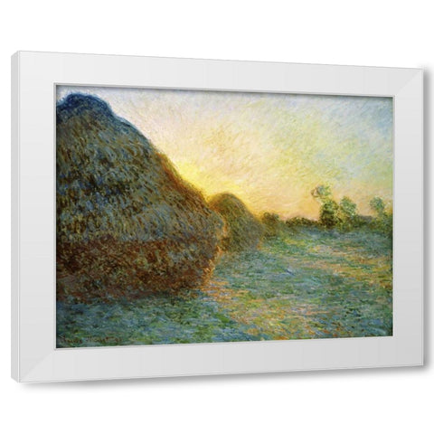 Haystacks, 1891 White Modern Wood Framed Art Print by Monet, Claude