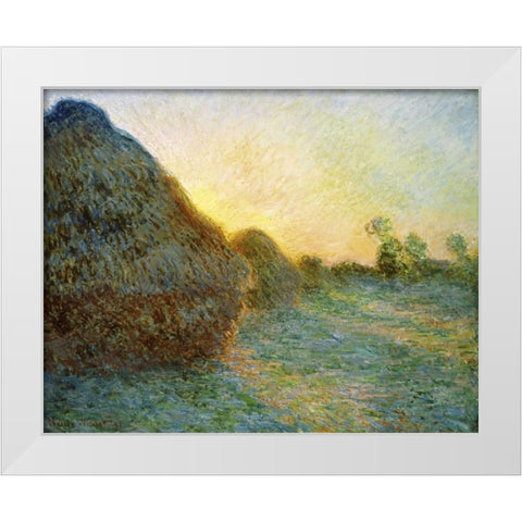 Haystacks, 1891 White Modern Wood Framed Art Print by Monet, Claude