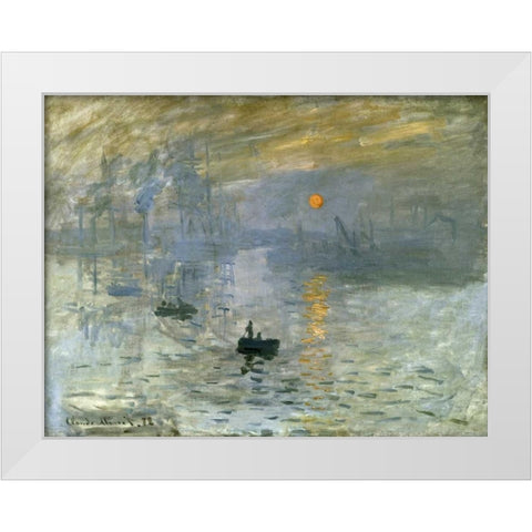 Impression: Sunrise White Modern Wood Framed Art Print by Monet, Claude