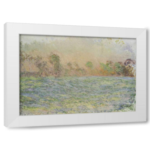 La prairie de Limetz, pres de Giverny White Modern Wood Framed Art Print by Monet, Claude