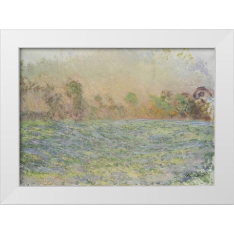 La prairie de Limetz, pres de Giverny White Modern Wood Framed Art Print by Monet, Claude