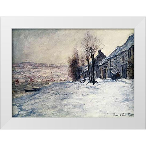 Lavacourt Under Snow White Modern Wood Framed Art Print by Monet, Claude