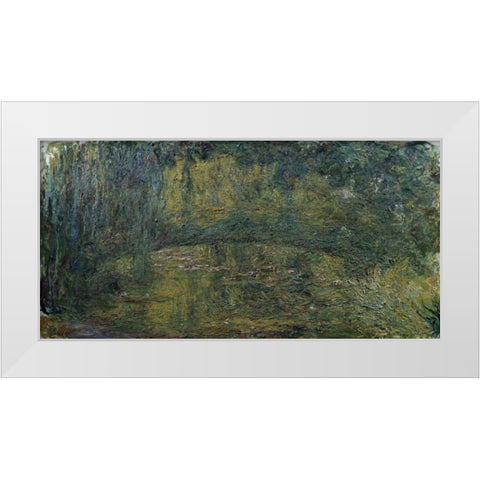 Le Pont japonais II White Modern Wood Framed Art Print by Monet, Claude