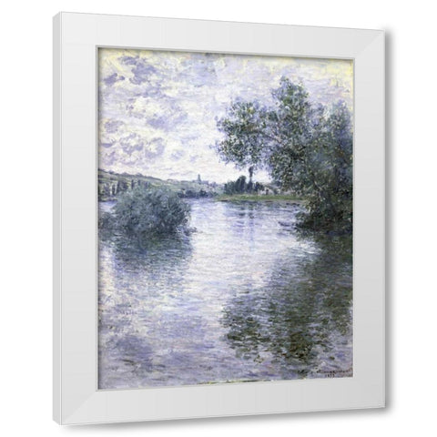 The Seine at Vetheuil White Modern Wood Framed Art Print by Monet, Claude