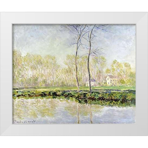 Banks of the River Epte at Giverny White Modern Wood Framed Art Print by Monet, Claude