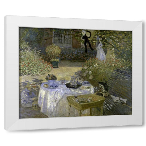 Lunch White Modern Wood Framed Art Print by Monet, Claude