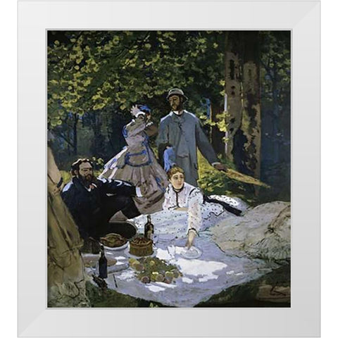 Luncheon on the Grass White Modern Wood Framed Art Print by Monet, Claude