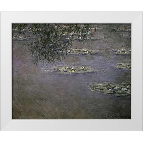 Nympheas (Water Lilies) White Modern Wood Framed Art Print by Monet, Claude