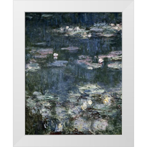 Nympheas - Water Lilies - detail White Modern Wood Framed Art Print by Monet, Claude