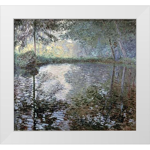 The Pond at Montgeron, 1876 White Modern Wood Framed Art Print by Monet, Claude