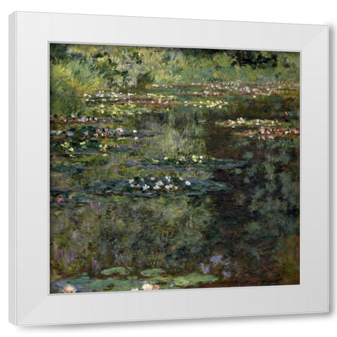 Pool with Waterlilies, 1904 White Modern Wood Framed Art Print by Monet, Claude