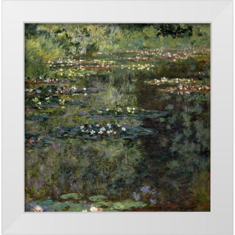 Pool with Waterlilies, 1904 White Modern Wood Framed Art Print by Monet, Claude