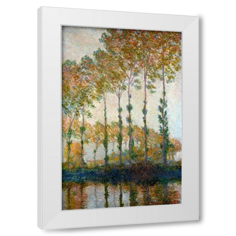 Poplars on the River Epte in Autumn, 1891 White Modern Wood Framed Art Print by Monet, Claude