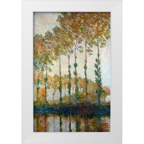 Poplars on the River Epte in Autumn, 1891 White Modern Wood Framed Art Print by Monet, Claude