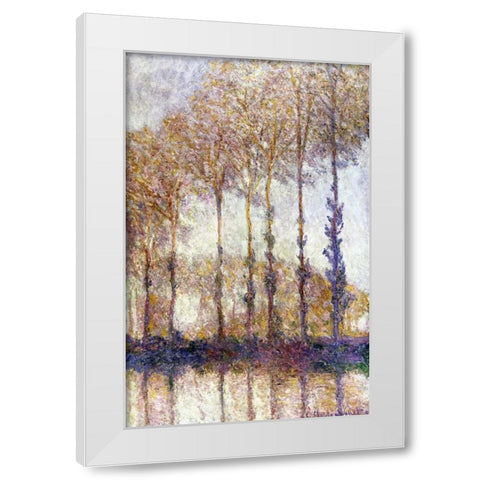 Poplars White Modern Wood Framed Art Print by Monet, Claude
