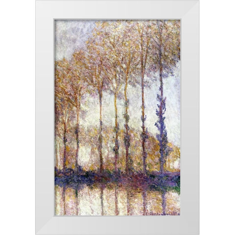 Poplars White Modern Wood Framed Art Print by Monet, Claude