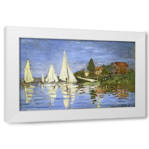 Regatta at Argenteuil White Modern Wood Framed Art Print by Monet, Claude