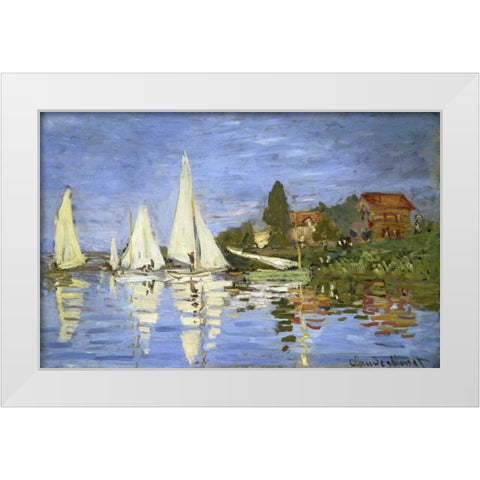 Regatta at Argenteuil White Modern Wood Framed Art Print by Monet, Claude