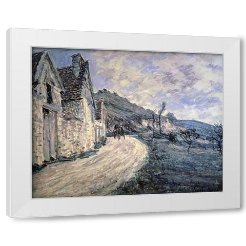 Rocks at Falaise, near Giverny White Modern Wood Framed Art Print by Monet, Claude