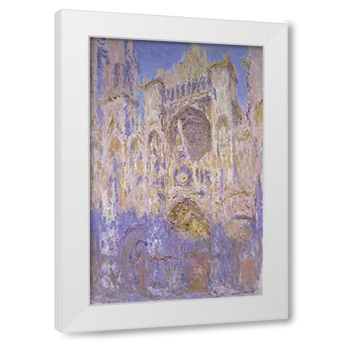 Rouen Cathedral, Effects of Sunlight, Sunset White Modern Wood Framed Art Print by Monet, Claude