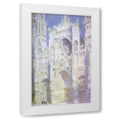 Rouen Cathedral: West Facade, Sunlight White Modern Wood Framed Art Print by Monet, Claude
