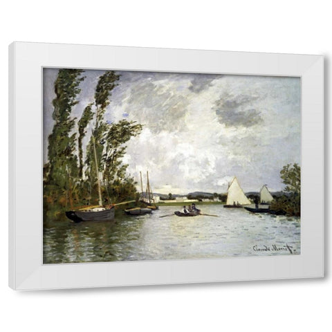 The Small Branch of the Seine at Argenteuil White Modern Wood Framed Art Print by Monet, Claude