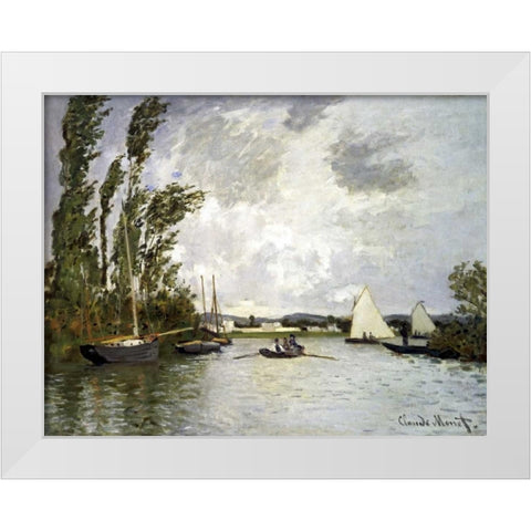 The Small Branch of the Seine at Argenteuil White Modern Wood Framed Art Print by Monet, Claude