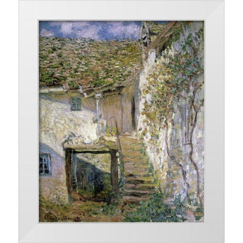 The Staircase White Modern Wood Framed Art Print by Monet, Claude