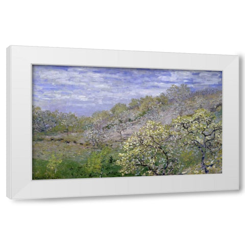 Trees in Bloom - Arbres en fleurs White Modern Wood Framed Art Print by Monet, Claude