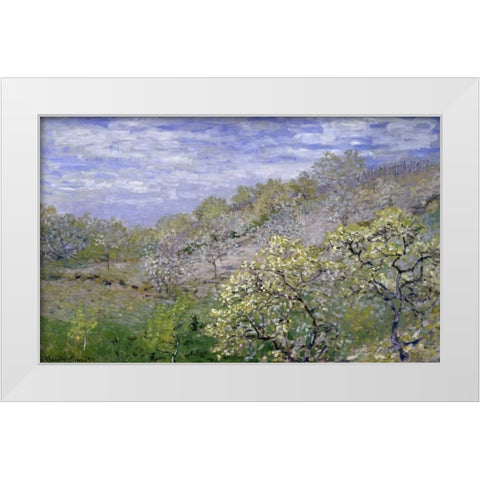 Trees in Bloom - Arbres en fleurs White Modern Wood Framed Art Print by Monet, Claude