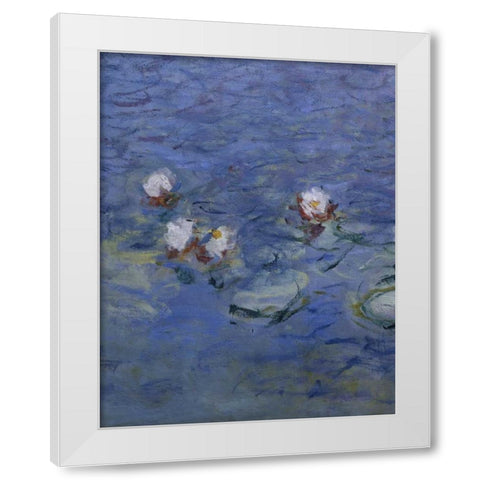 Water Lilies - Detail White Modern Wood Framed Art Print by Monet, Claude