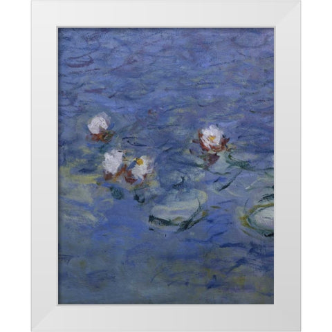 Water Lilies - Detail White Modern Wood Framed Art Print by Monet, Claude