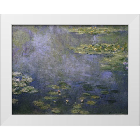 Water Lilies - Nympheas IV White Modern Wood Framed Art Print by Monet, Claude