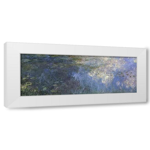 Water Lilies: The Clouds, c. 1914-26 (left panel) White Modern Wood Framed Art Print by Monet, Claude