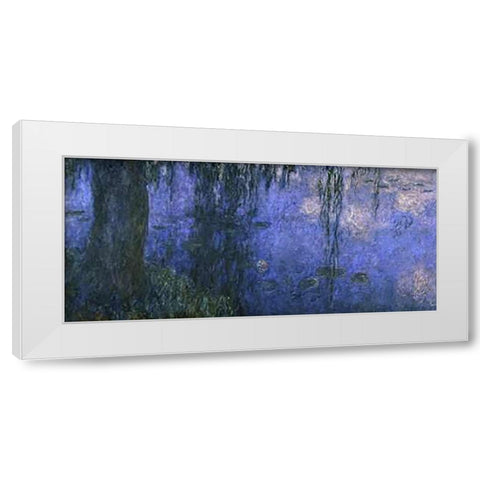 Water Lilies: Morning with Willows, c. 1918-26 (left panel) White Modern Wood Framed Art Print by Monet, Claude