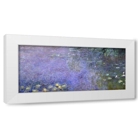 Water Lilies: Morning, c. 1914-26 - center-right panel White Modern Wood Framed Art Print by Monet, Claude