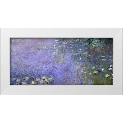 Water Lilies: Morning, c. 1914-26 - center-right panel White Modern Wood Framed Art Print by Monet, Claude