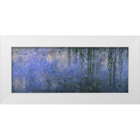 Water Lilies: Morning with Willows, c. 1918-26 - center panel White Modern Wood Framed Art Print by Monet, Claude
