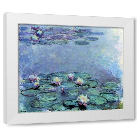 Water Lilies - Nympheas 1914-1917 White Modern Wood Framed Art Print by Monet, Claude