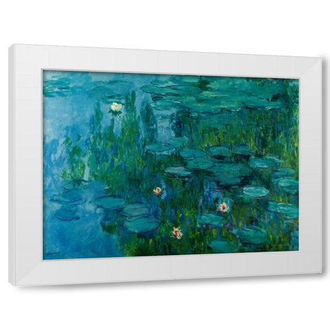Water Lilies, c.1918-21 White Modern Wood Framed Art Print by Monet, Claude