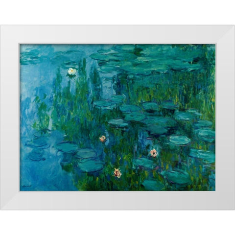 Water Lilies, c.1918-21 White Modern Wood Framed Art Print by Monet, Claude