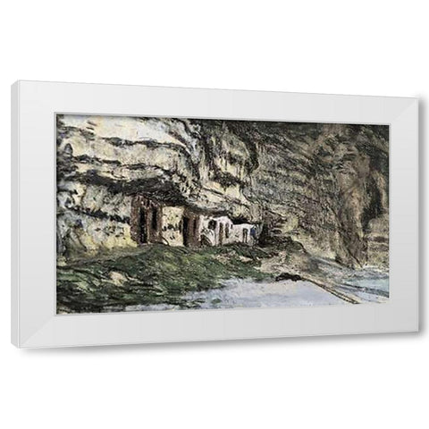Yport White Modern Wood Framed Art Print by Monet, Claude
