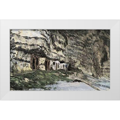 Yport White Modern Wood Framed Art Print by Monet, Claude