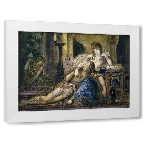 Samson and Delilah White Modern Wood Framed Art Print by Moreau, Gustave