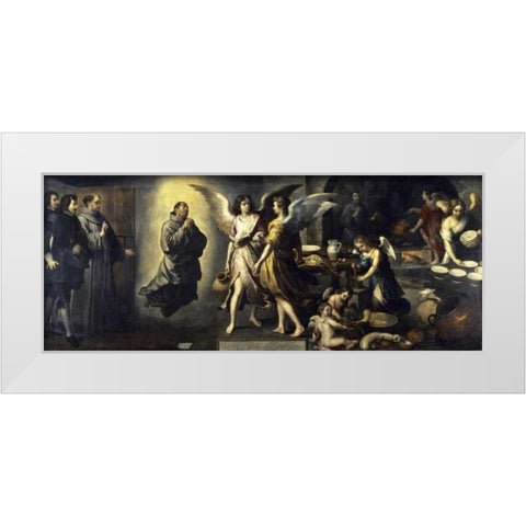 La Cuisine Des Anges White Modern Wood Framed Art Print by Murillo, Bartolome Esteban